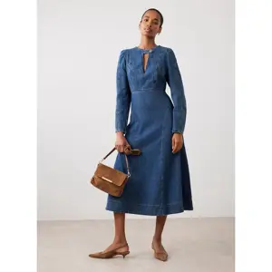 Mint Velvet Indigo Denim Seam Detail Midi Dress